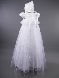 Isla by Millie Grace - Baby Girls Lace Peplum Tulle Gown & Bonnet